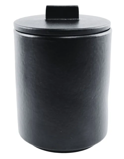 Matte Black Ceramic Canister With Lid