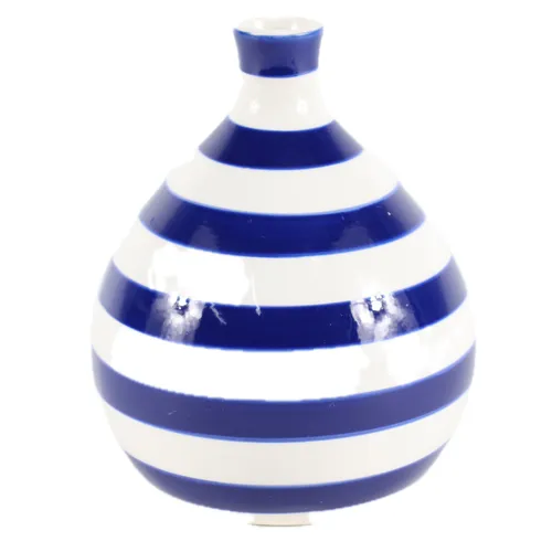 Blue Stripe Ceramic Bud Vase