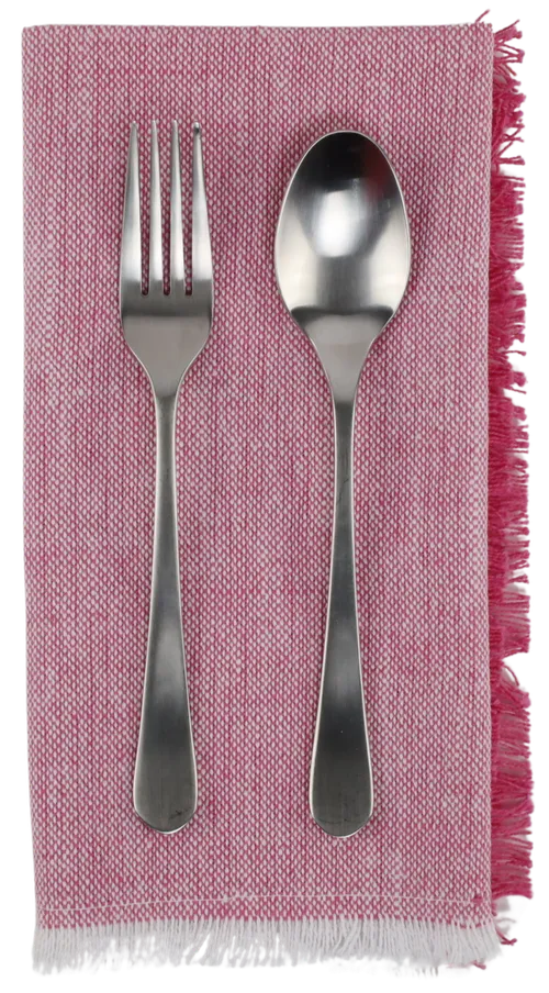 Pink & White Napkin With Fringe Trim