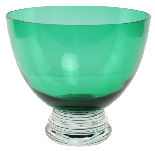 Clear Green Glass Pedestal Bowl