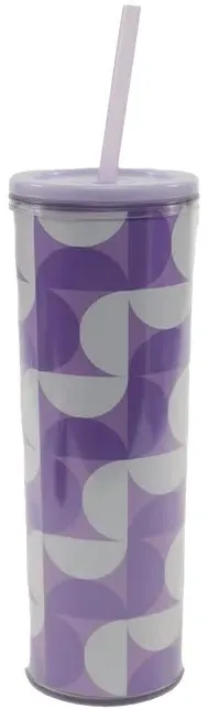 Purple & White Patterned Plastic Water Bottle