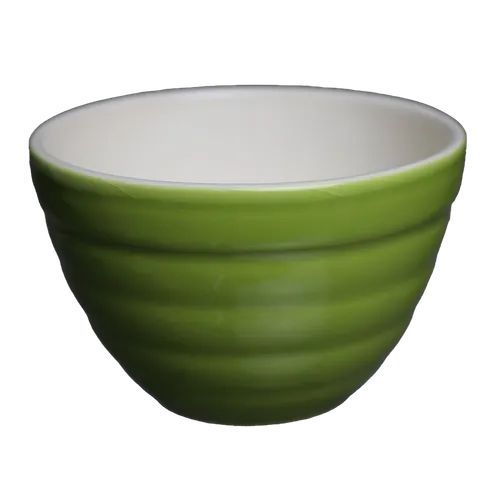 Olive Green Ribbed Ceramic Small Bowl