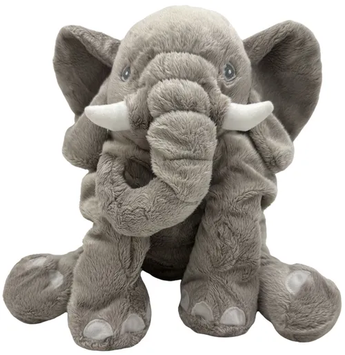 Grey Stuffed Elephant With Tusks Plush