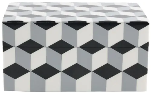 Black & White & Grey Cube Geometric Box With Lid