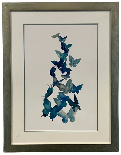 Blue Butterflies In Wood Frame