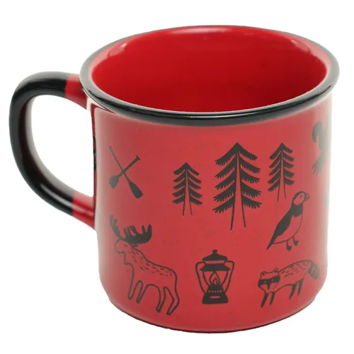 Canadiana Silhouettes On Smokey Red Mug