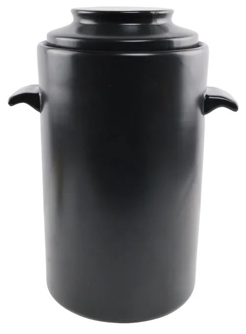 Matte Black Ceramic Canister With Lid & Handles