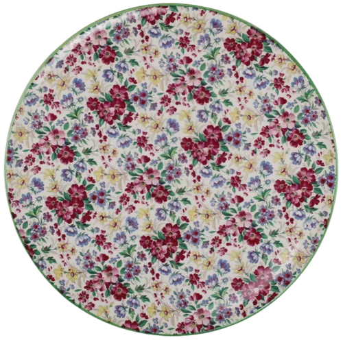 Antique Decorative Green & Pink Floral Serving Platter