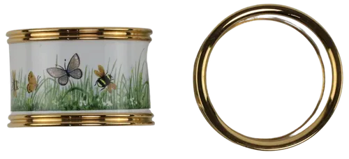 White & Gold Enamelled Insect Napkin Ring