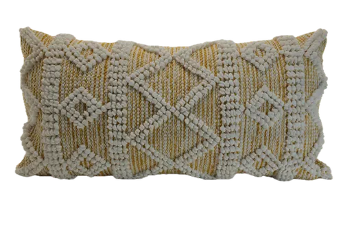 Golden Rod Yellow With White Puff Diamond Pattern Throw Pillow