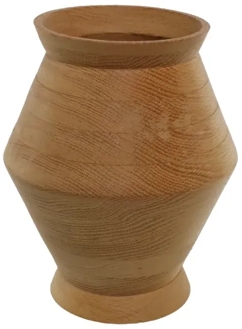 Tall Wood Banded Vase