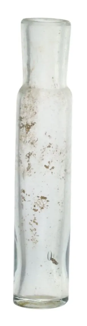 Antique Clear Glass Apothecary Bottle - L