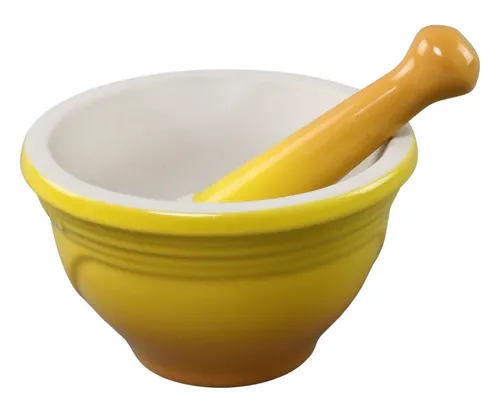 Yellow Stoneware Mortar & Pestle