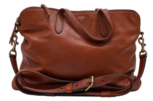 Warm Cognac-Brown Leather Satchel/Shoulder Bag