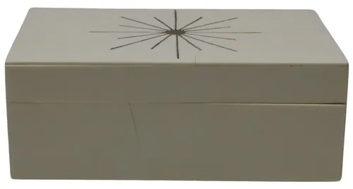 Bone White Box With Brass Inlay Starburst Box With Lid