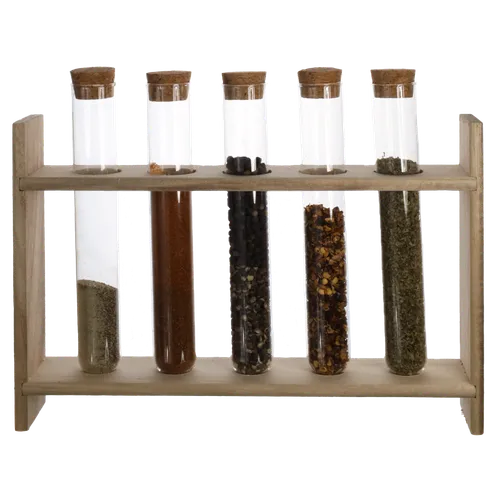 Wood Test Tube Spice Rack With 5 Tubes