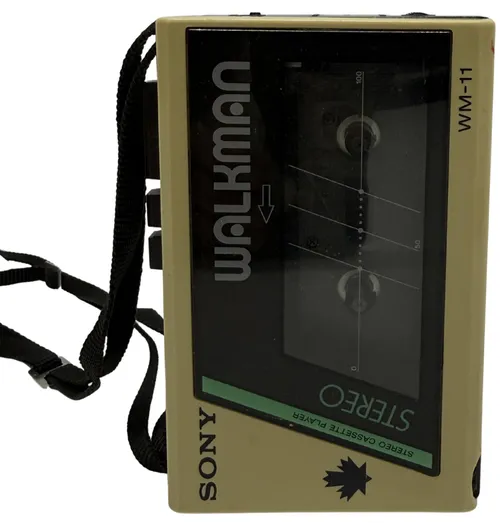 Vintage Cream Cassette Walkman With Carry Strap