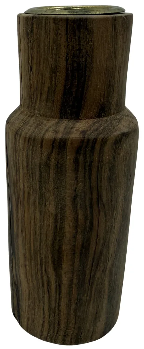 Medium Wood Taper Candle Holder With Gold Rim - Large