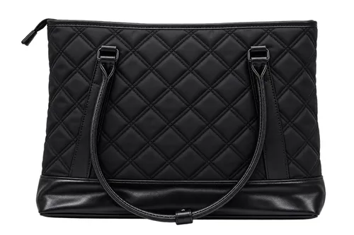 Large Black Quilted Tote Handbag