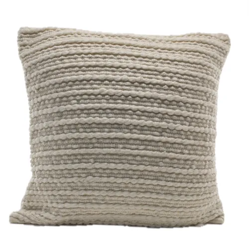 Eggshell Knotted Wool With Off White Back Throw Pillow