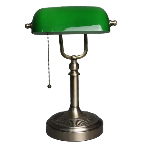 Antiqued Bronze Green Glass Banker Desk Lamp