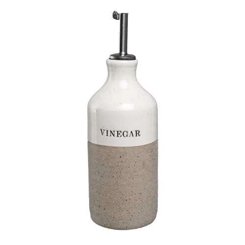 Beige & Brown Stoneware Vinegar Bottle