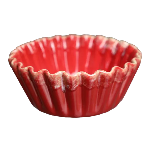 Red Cupcake Scalloped Ceramic Small Bowl