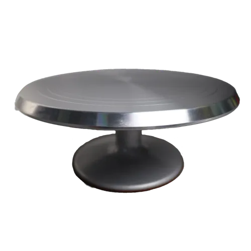 Brushed Stainless Steel Rotating Cake Decorating Stand