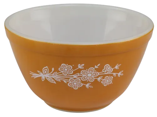 Orange Floral Pyrex Mixing Bowl
