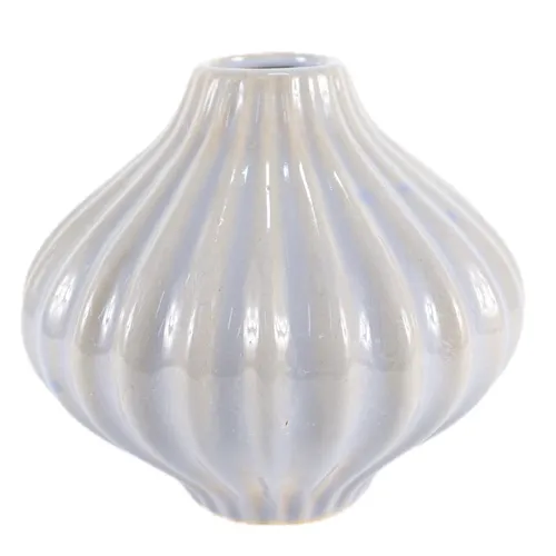 Pale Purple Ribbed Ceramic Vase 