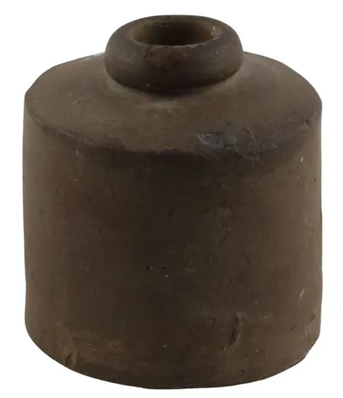 Antique Brown Stoneware Short Inkwell Bottle