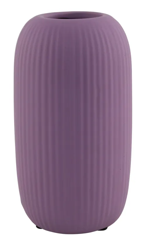Matte Purple Ceramic Ribbed Vase