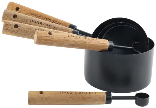 Black & Wood 6 pc Measuring Cup Set