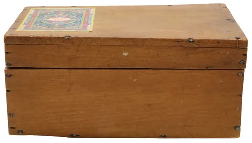 Primitive Wood Box With Patterned Graphic