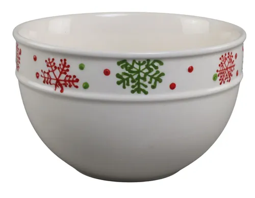 White Ceramic Christmas Mixing Bowl With Snowflakes