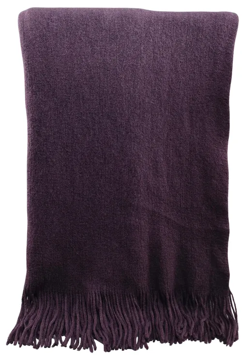 Solid Purple Throw Blanket With Fringe
