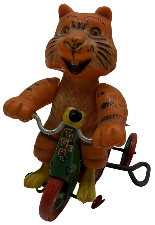 Vintage Tiger On Bicycle Tin Wind Up Toy