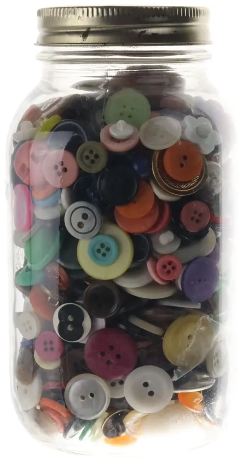 Glass Jar With Assorted Buttons