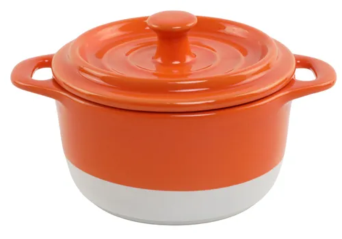 Orange & White Round Mini Cocotte With Lid