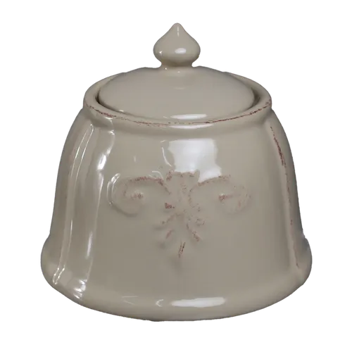Beige French Countryside Sugar Bowl With Lid