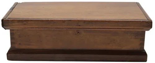 Antique Wood Box With Hinged Lid