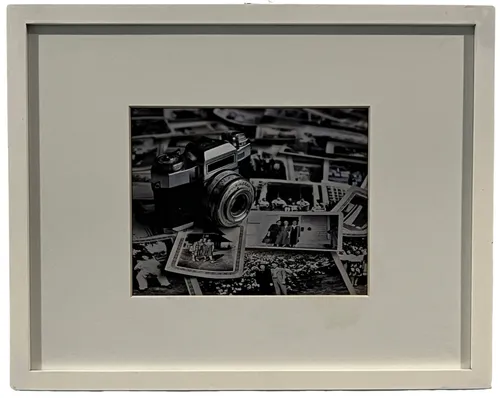 Black & White Photographs & Camera In White Frame