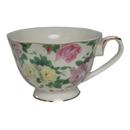 Gold Accent Rose Garden Teacup