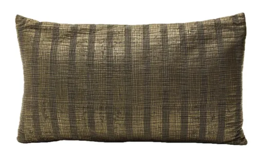 Antique Gold Stripes With Black Netting Throw Pillow