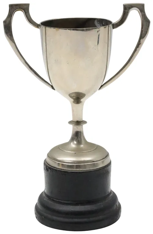 Vintage Miniature Trophy Cup On Black Base - B
