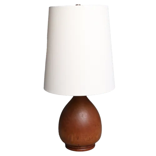 Matte Stained Wooden Orb Table Lamp