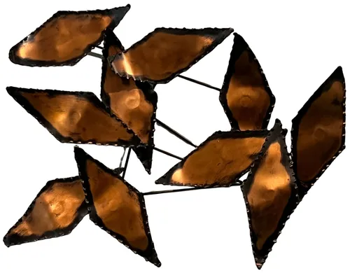 Vintage Brutalist Copper Leaf Wall Sculpture