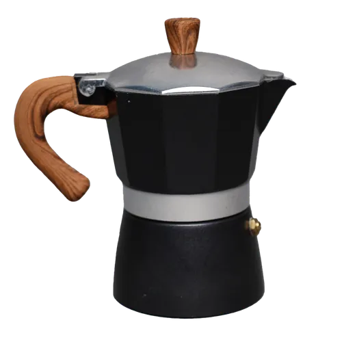 Matte Black & Chrome Coffee Brewer With Wooden Handle