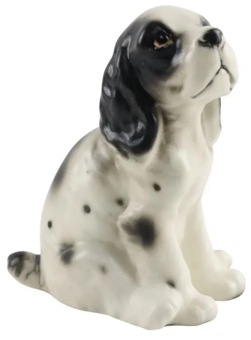 White & Black English Cocker Spaniel Ceramic Figurine