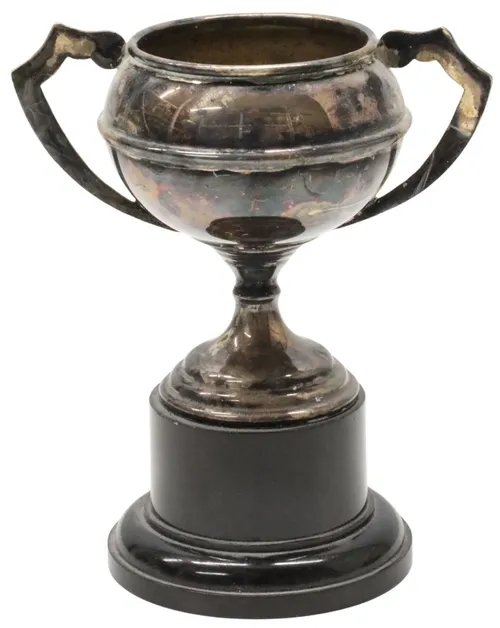 Vintage Miniature Trophy Cup On Black Base - F